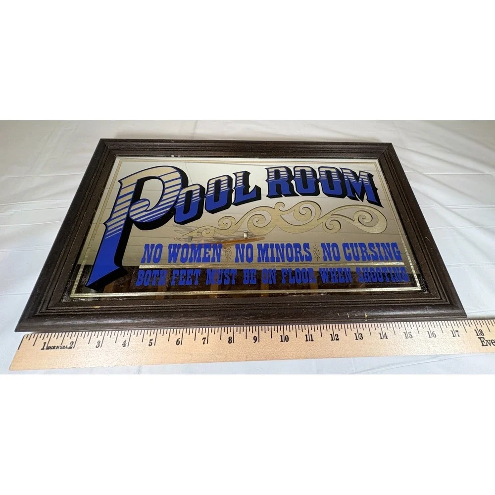 VTG Pool Room Mirror Sign No Women No Minors No Cursing Game Room Pool Bar Decor
